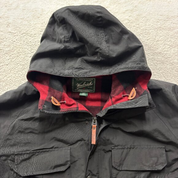Woolrich Jacket Mens XL Chore Coat Black Flannel Lined Winter Warm Cozy Cottage - Picture 2 of 10